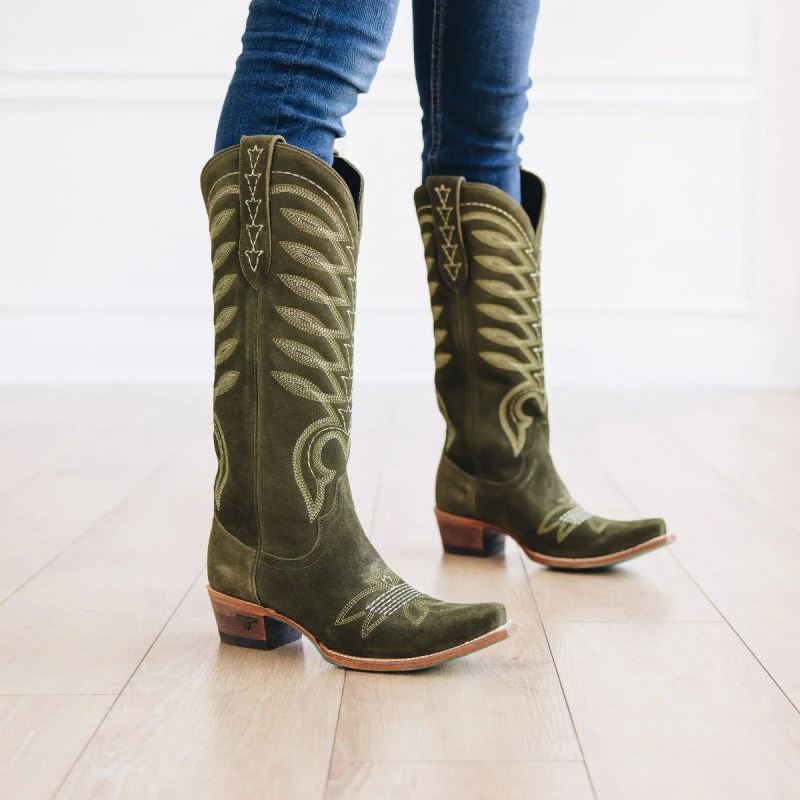 WOMEN'S SQUASH BLOSSOM-Olive Suede