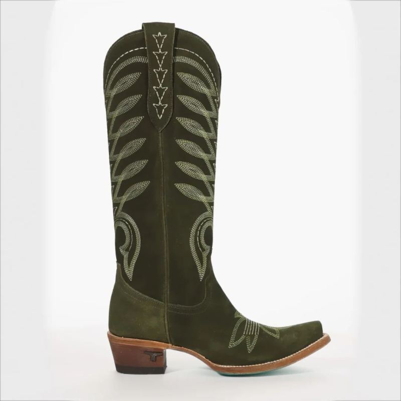 WOMEN'S SQUASH BLOSSOM-Olive Suede